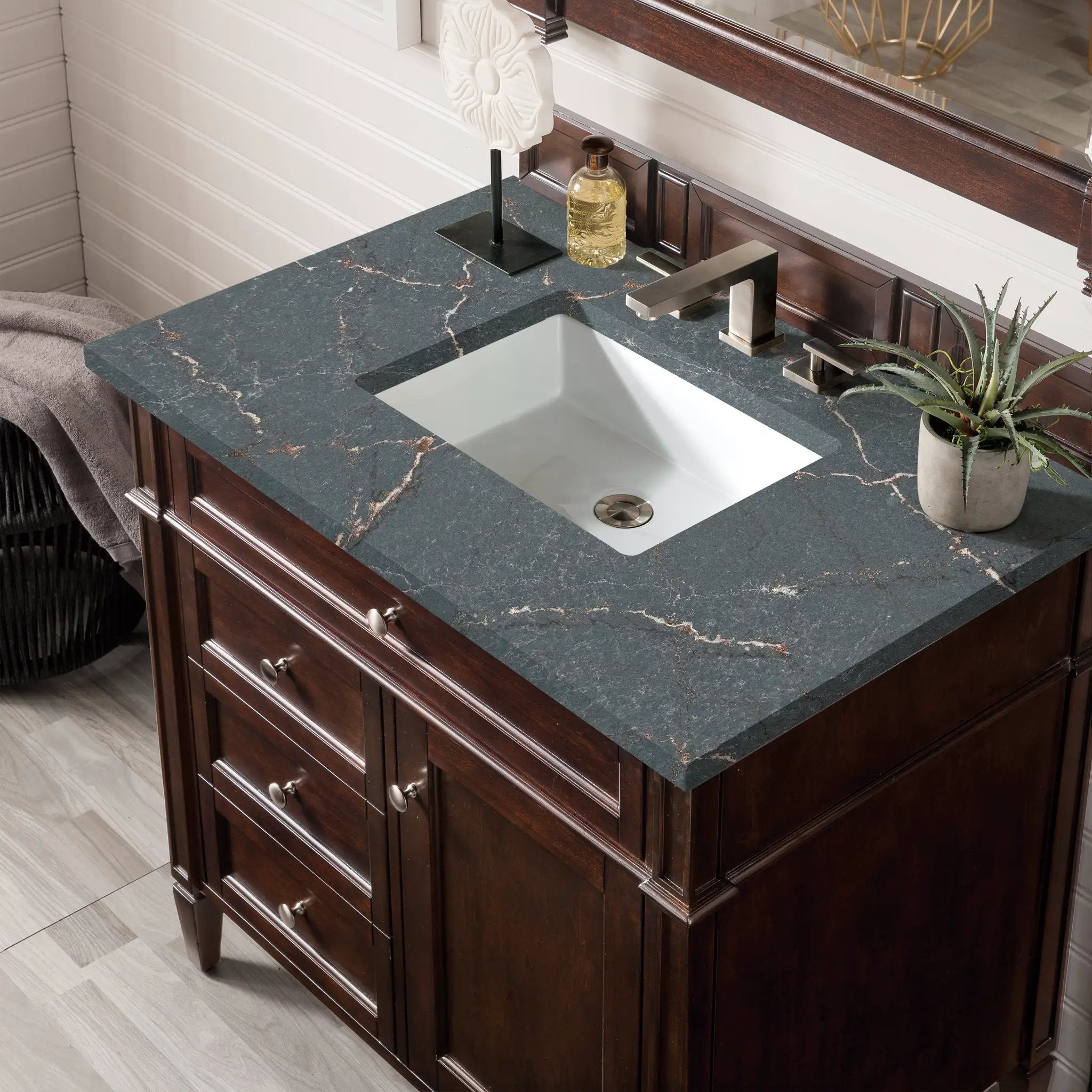 burnished mahogany vanity