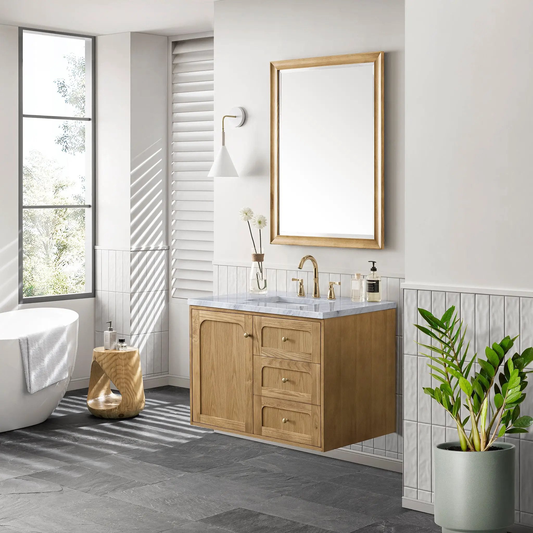 light natural oak vanity