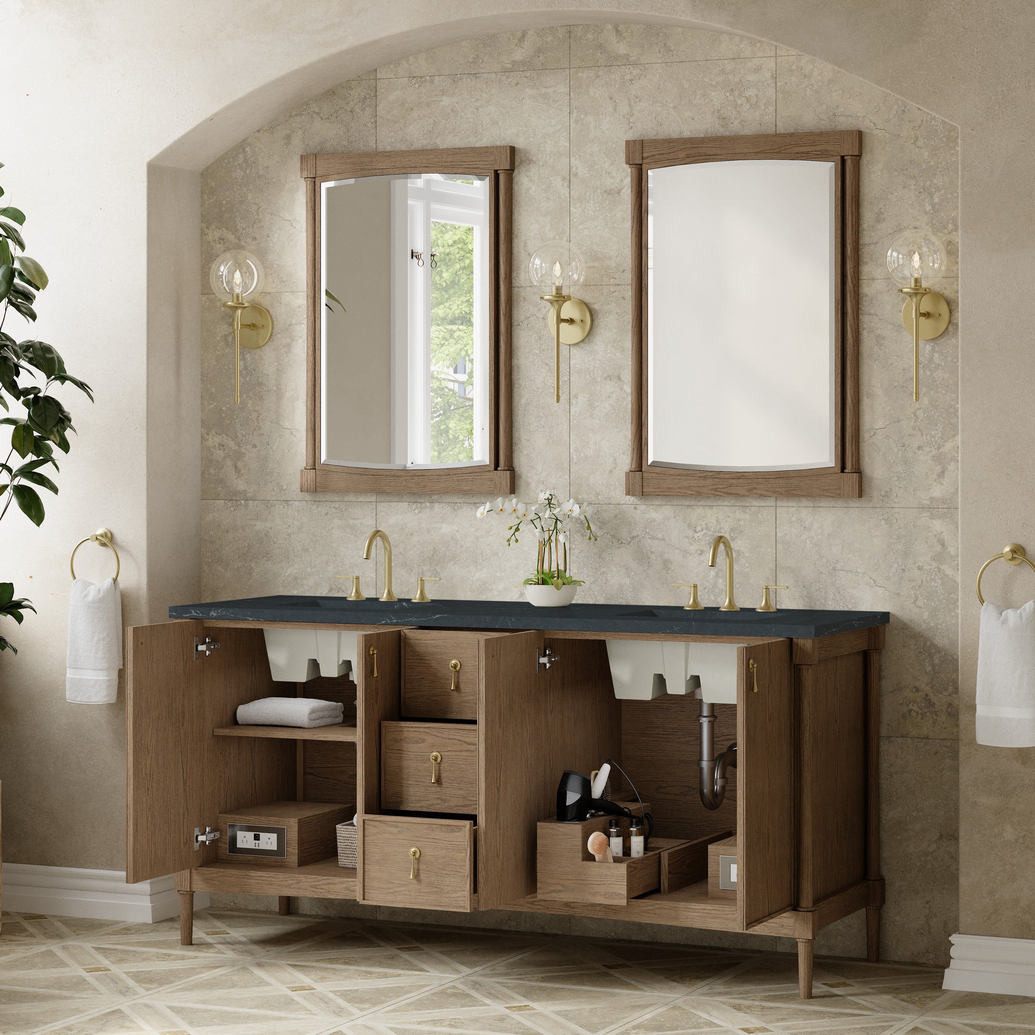 weathered oak vanity