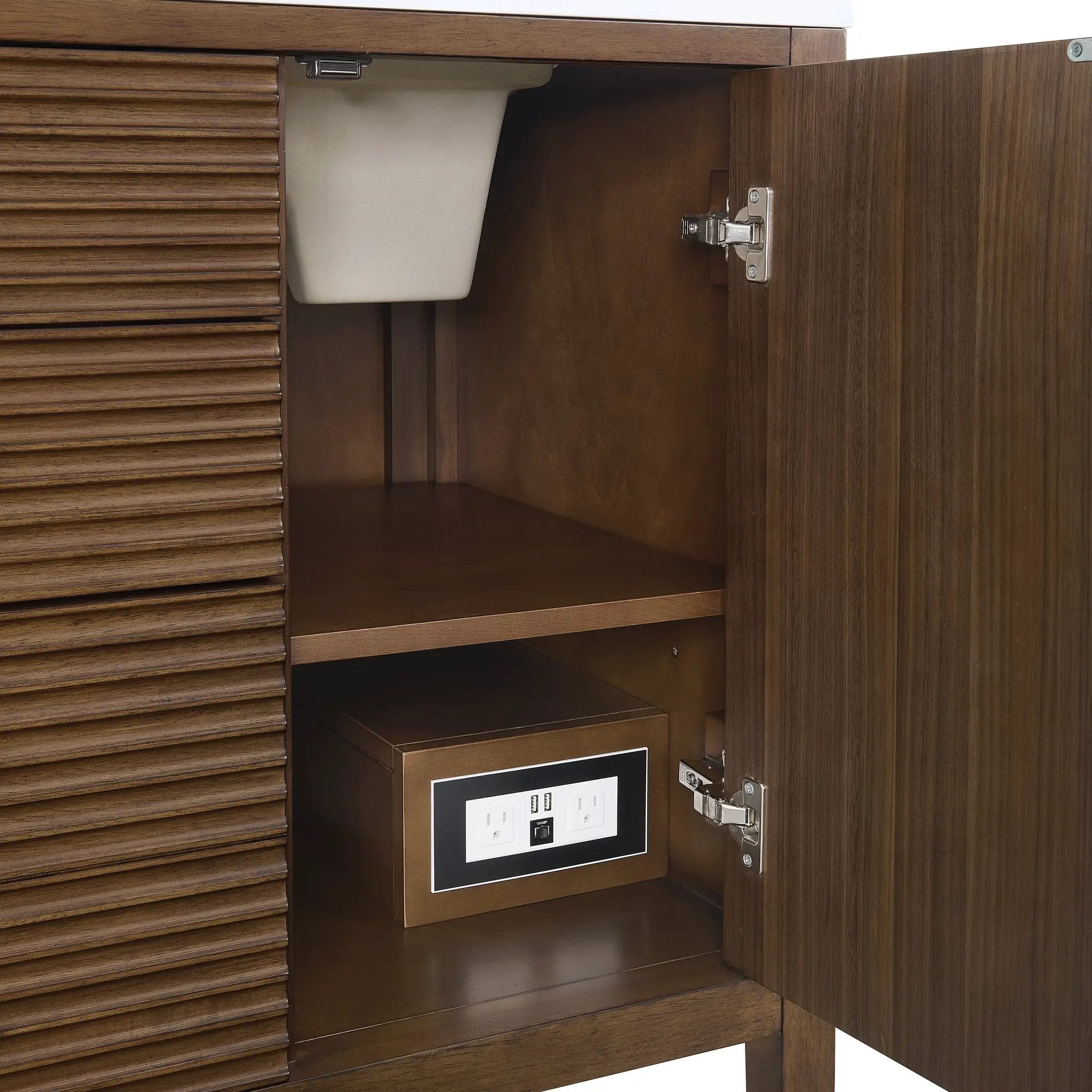 mid-century walnut vanity