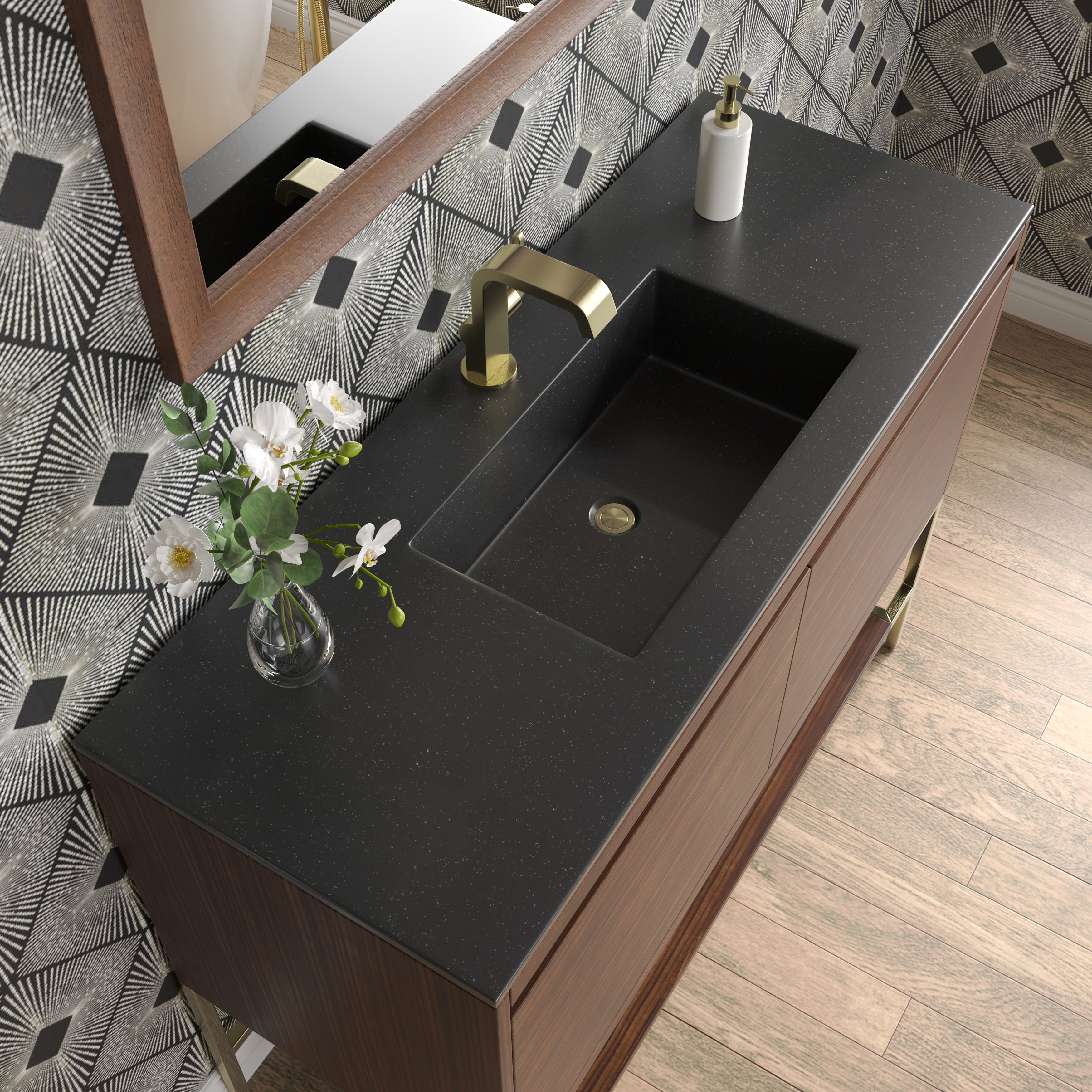 charcoal black composite stone top vanity