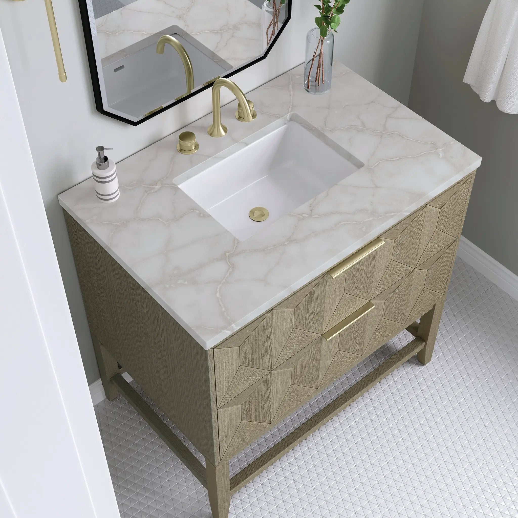 pebble oak vanity