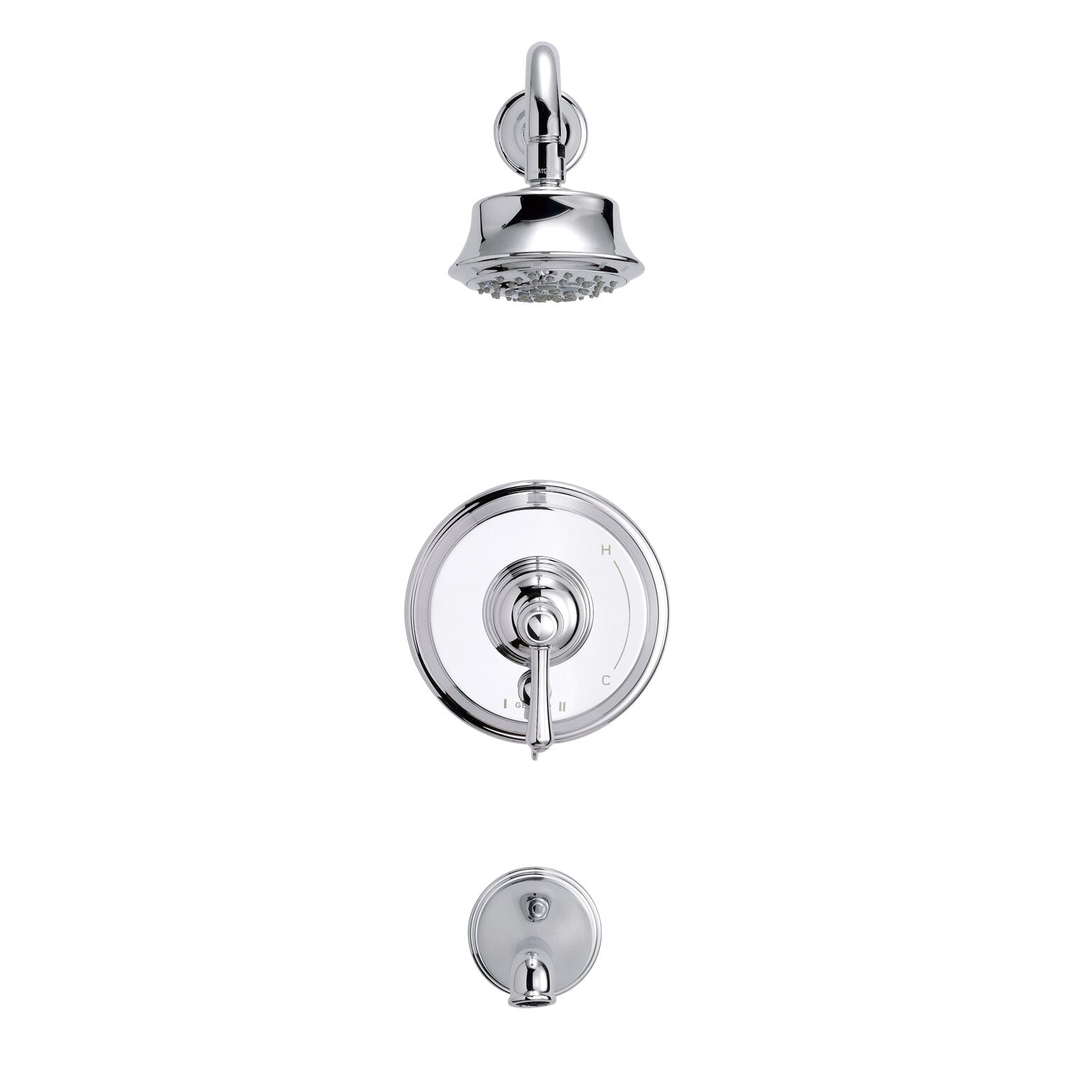 Danze by Gerber Opulence 1H Tub and Shower Trim Kit and Treysta Cartridge w/ Diverter on Valve and 5 Function Showerhead 1.75gpm