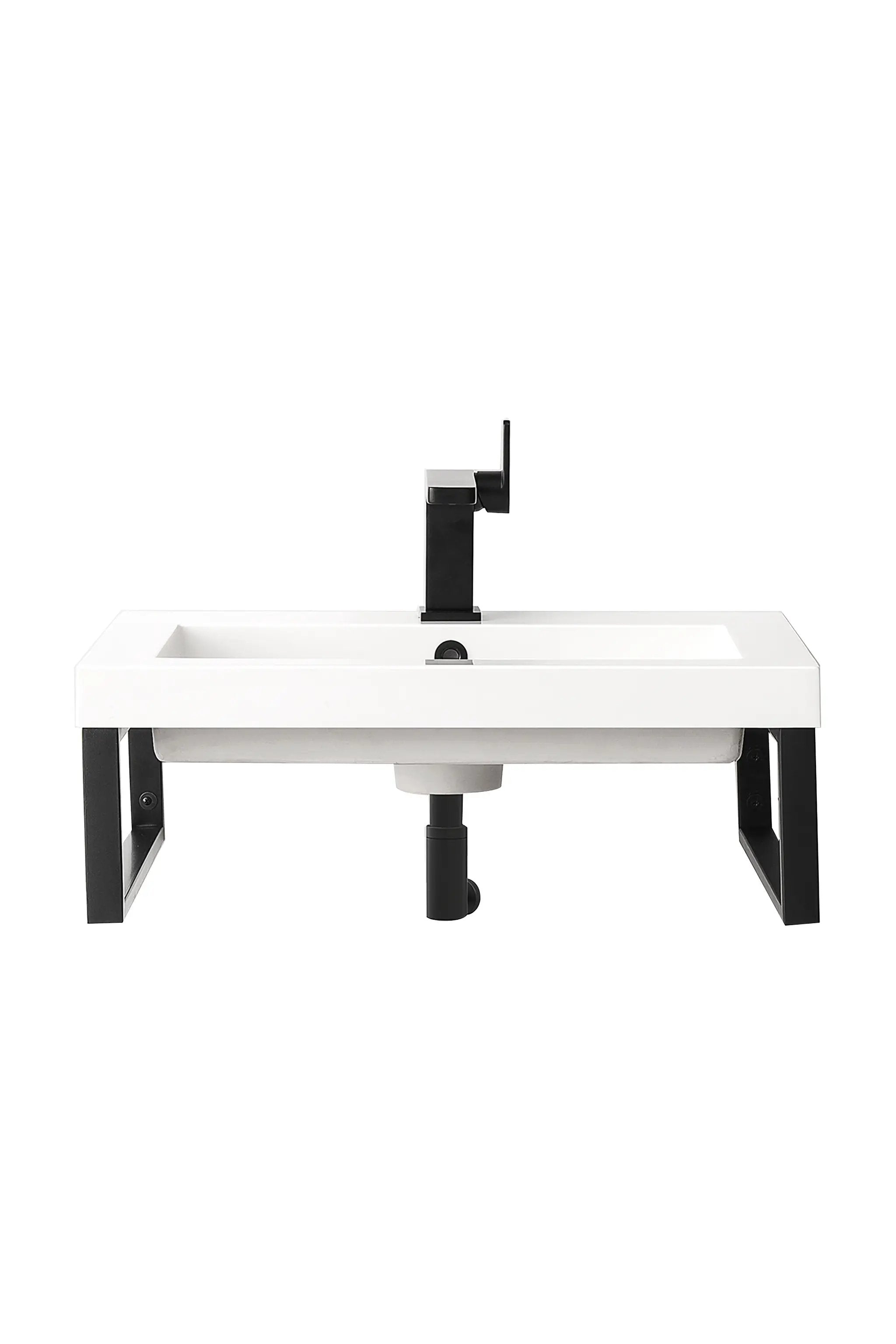 James Martin Two Boston 18" Wall Brackets with 23.6" White Glossy Composite Stone Top by James Martin Vanities