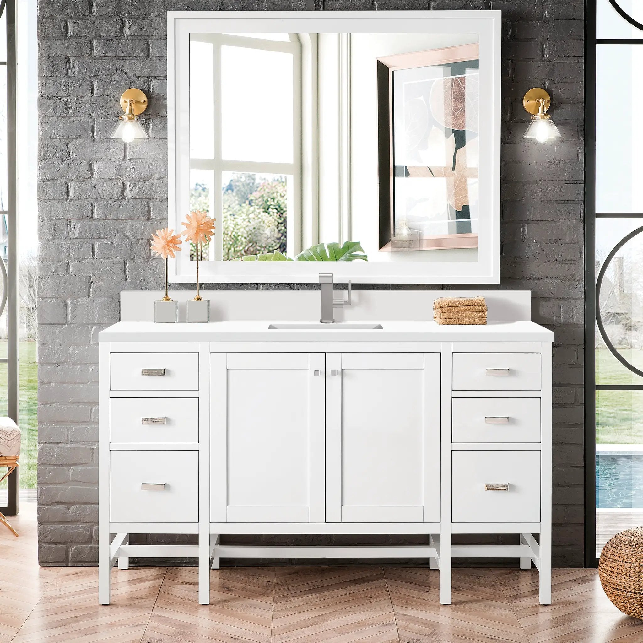 glossy white vanity
