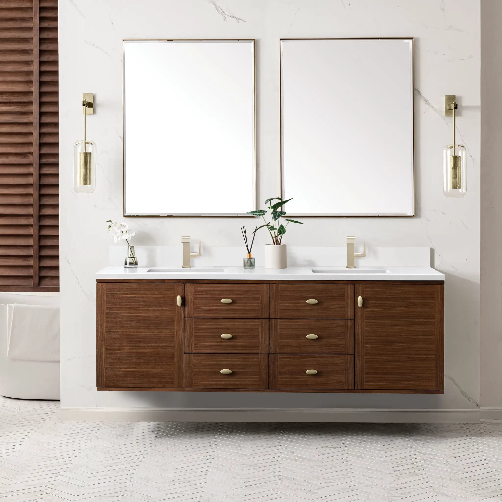 mid-century walnut vanity