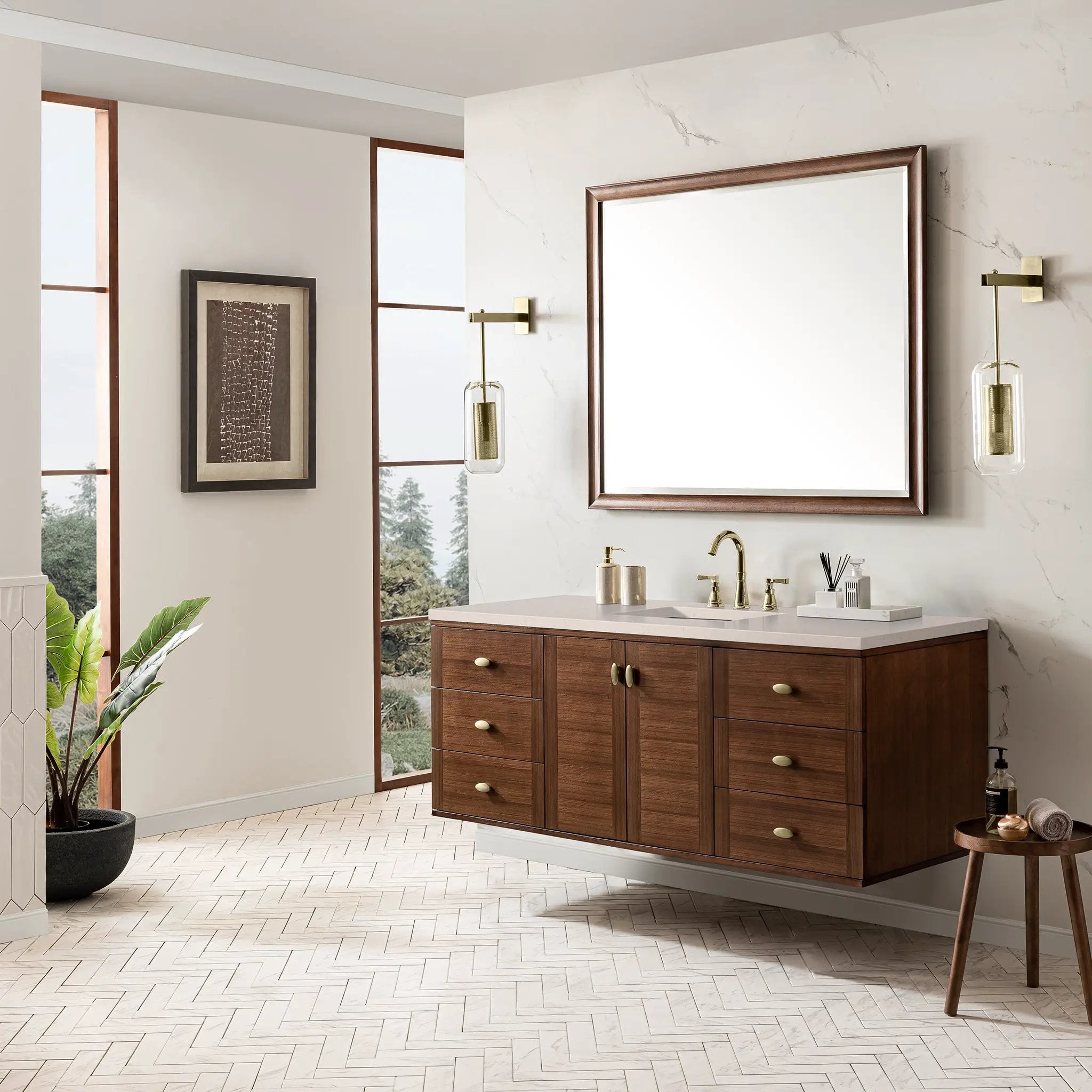 mid-century walnut vanity