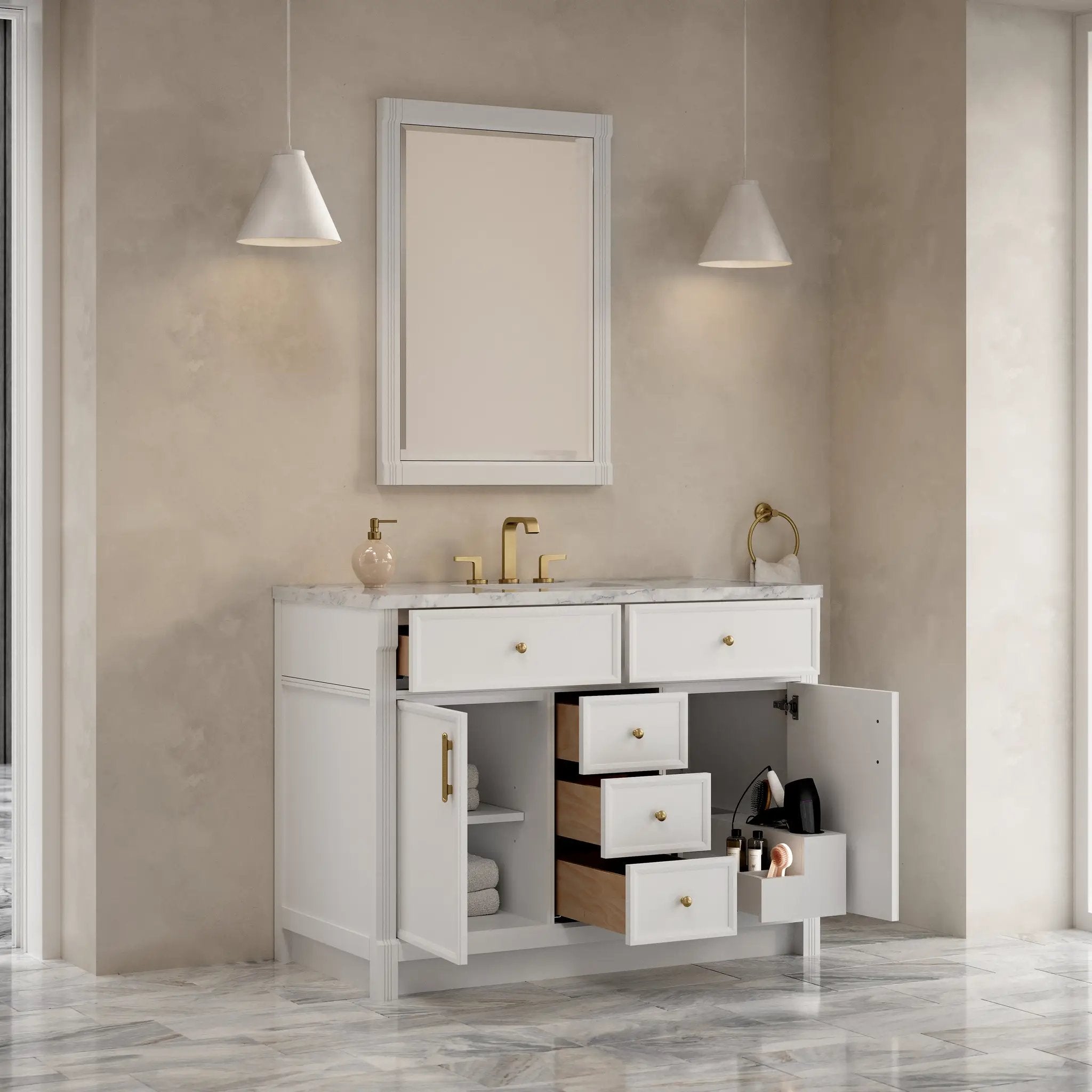 bright white vanity