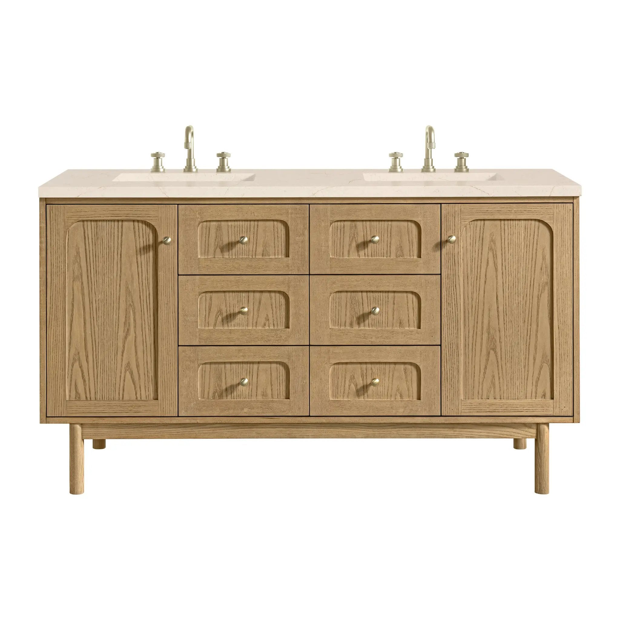 James Martin Laurent 60" Double Vanity Set - Light Natural Oak by James Martin Vanities