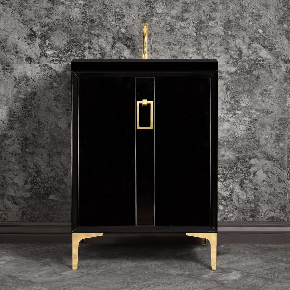 black with polished brass vanity