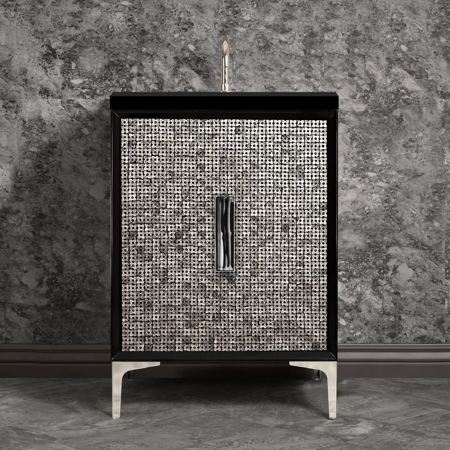 Linkasink Mother of Pearl with 8" Artisan Tiger Glass Prism Hardware Vanity by Linkasink