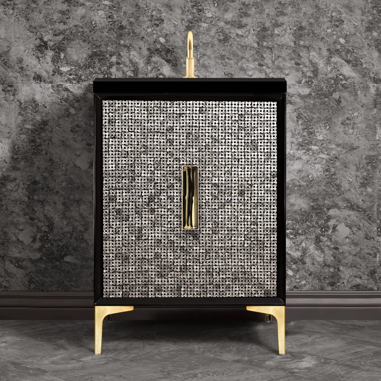 Linkasink Mother of Pearl with 8" Artisan Tiger Glass Prism Hardware Vanity by Linkasink