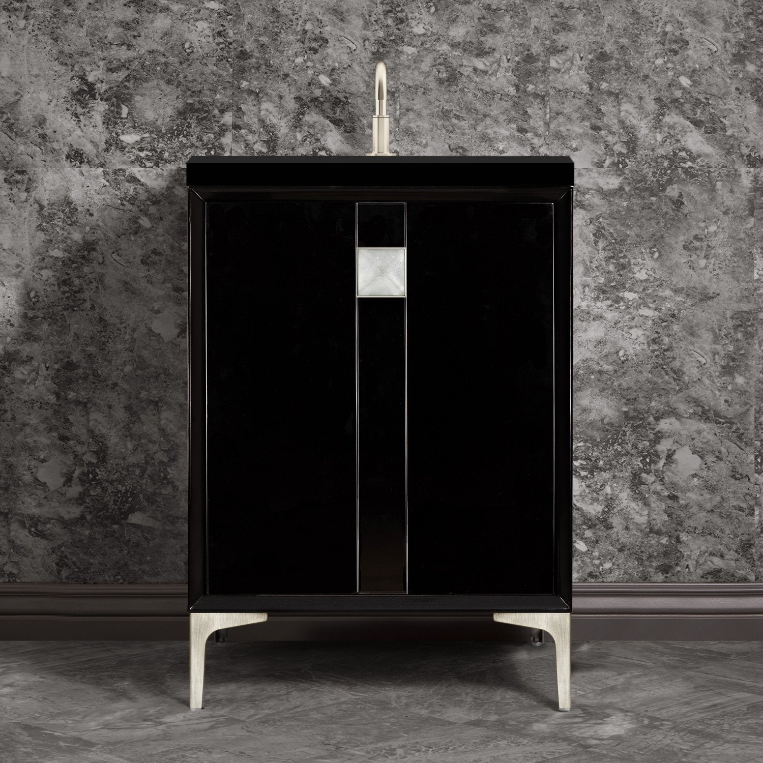 Linkasink Tuxedo with 3" Artisan Glass Prism Hardware Vanity