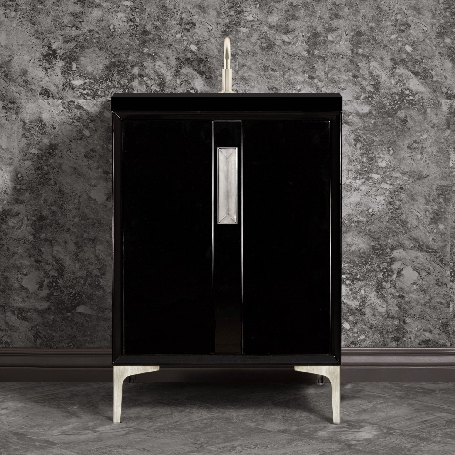 Linkasink Tuxedo with 8" Artisan Glass Prism Hardware Vanity