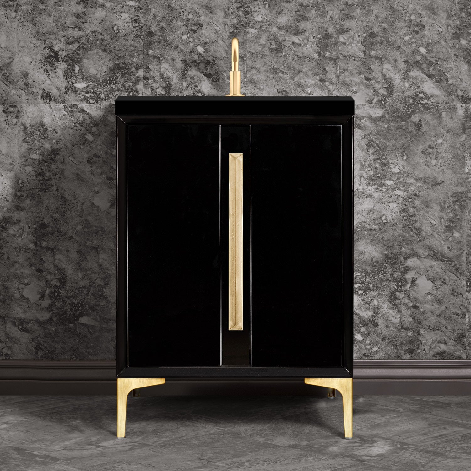 Linkasink Tuxedo with 18" Artisan Glass Prism Hardware Vanity