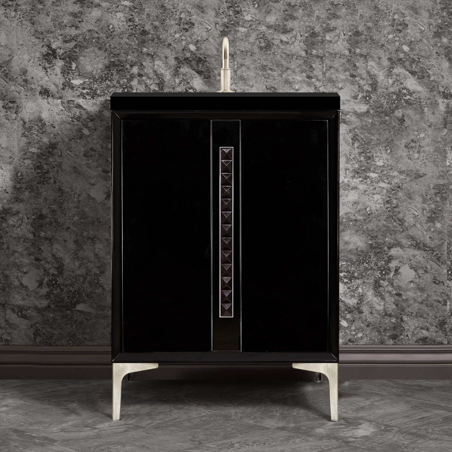 Linkasink Tuxedo with 18" Black Artisan Glass Pyramid Hardware Vanity