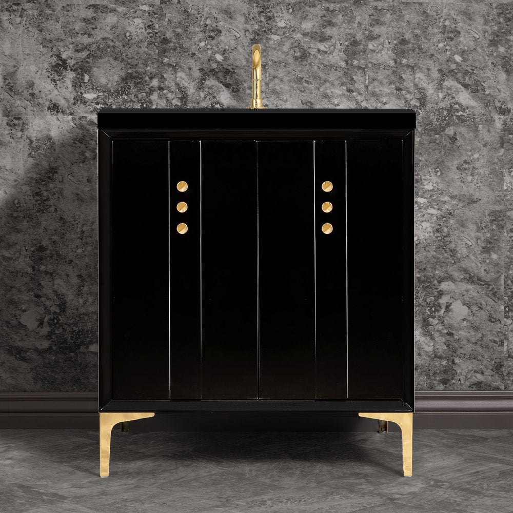 black with polished brass vanity