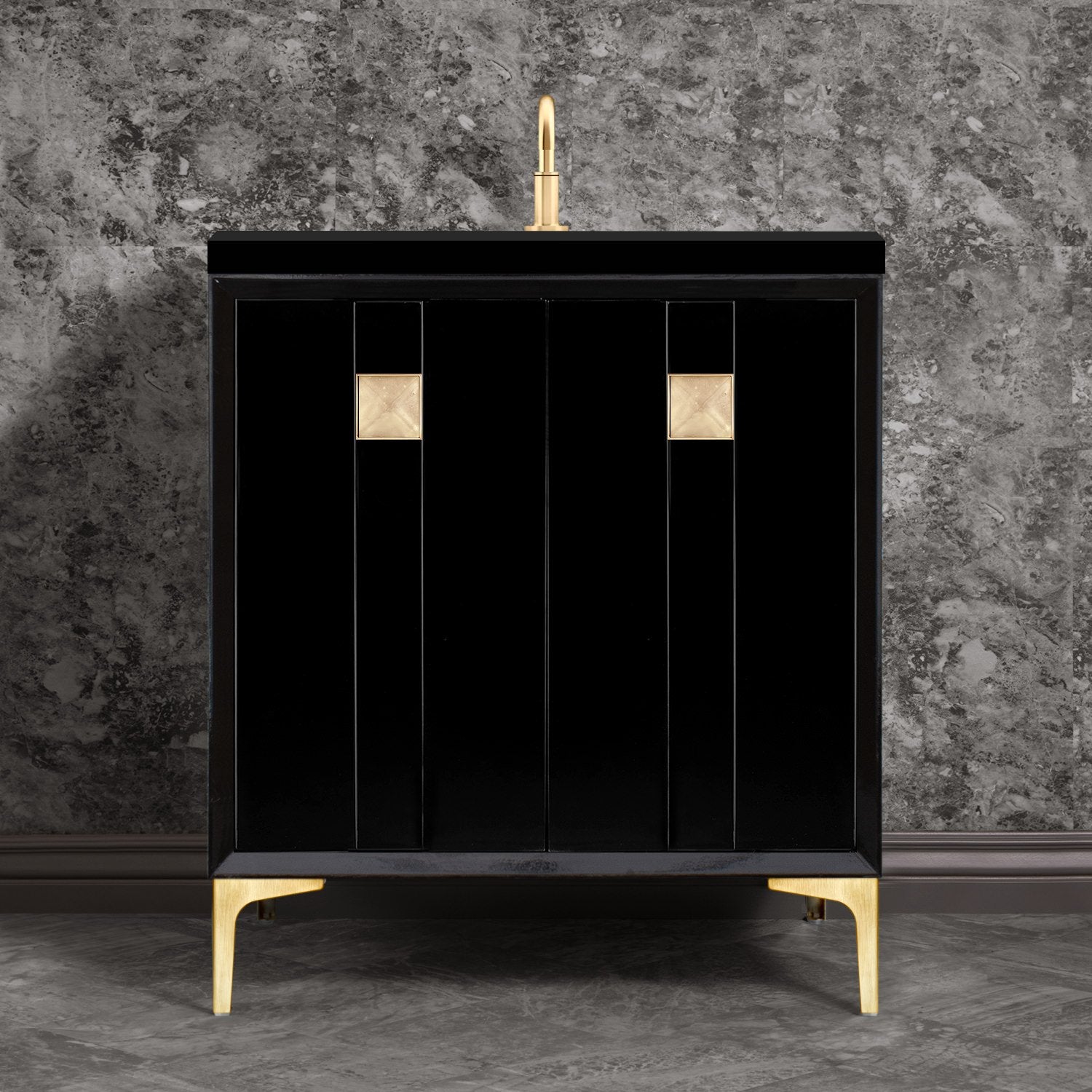 Linkasink Tuxedo with 3" Artisan Glass Prism Hardware Vanity