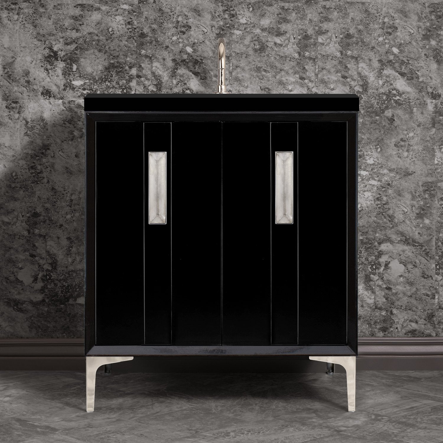 Linkasink Tuxedo with 8" Artisan Glass Prism Hardware Vanity