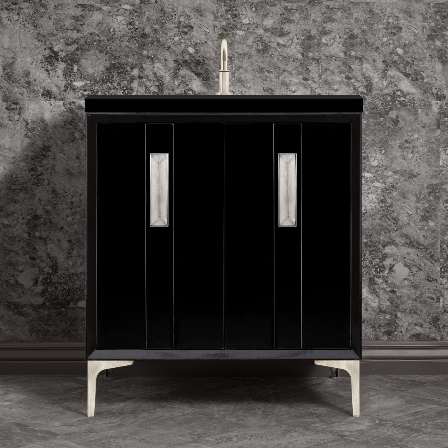 Linkasink Tuxedo with 8" Artisan Glass Prism Hardware Vanity