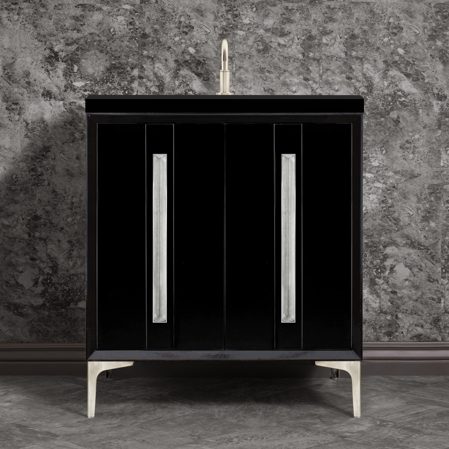 Linkasink Tuxedo with 18" Artisan Glass Prism Hardware Vanity