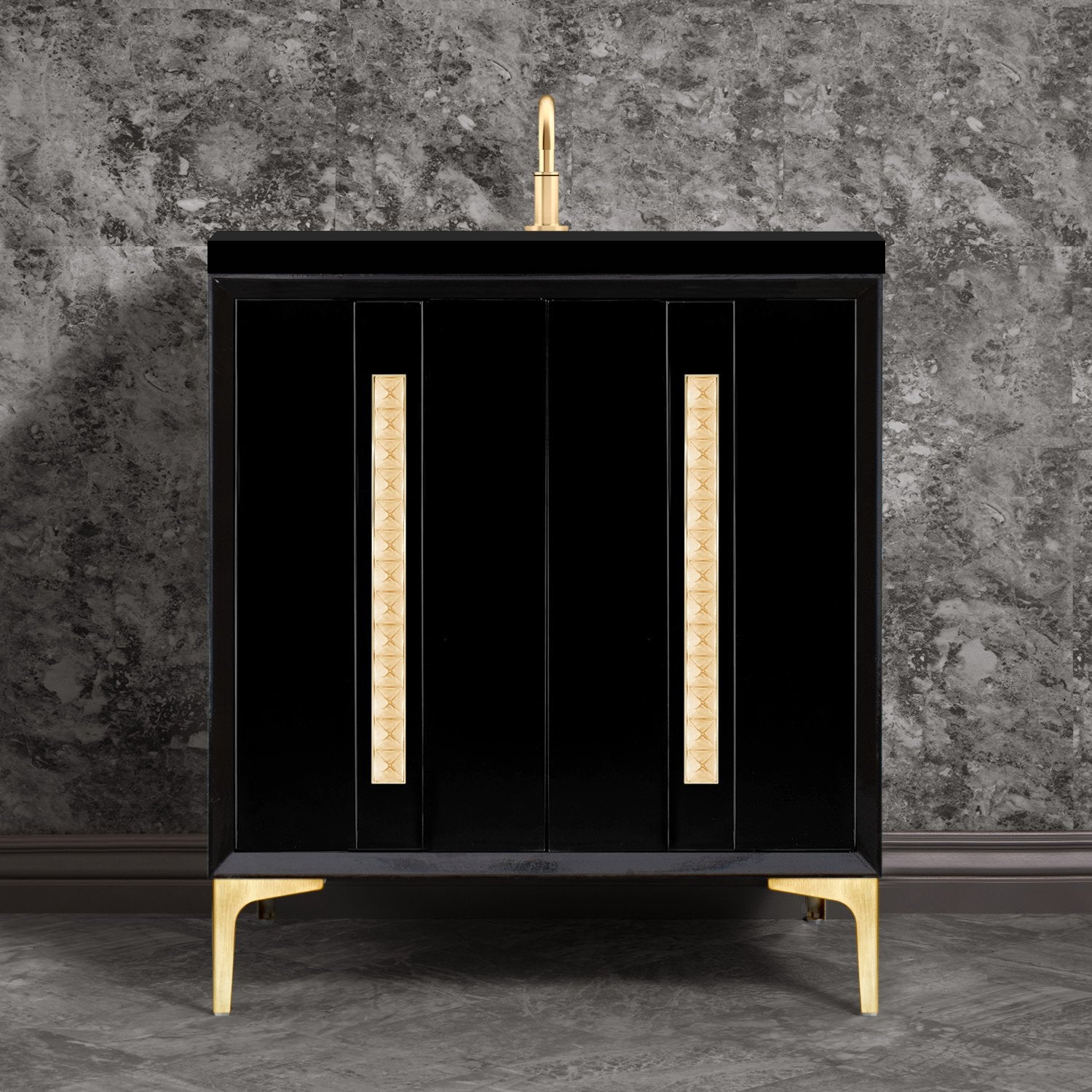 Linkasink Tuxedo with 18" Artisan Glass Pyramid Hardware Vanity