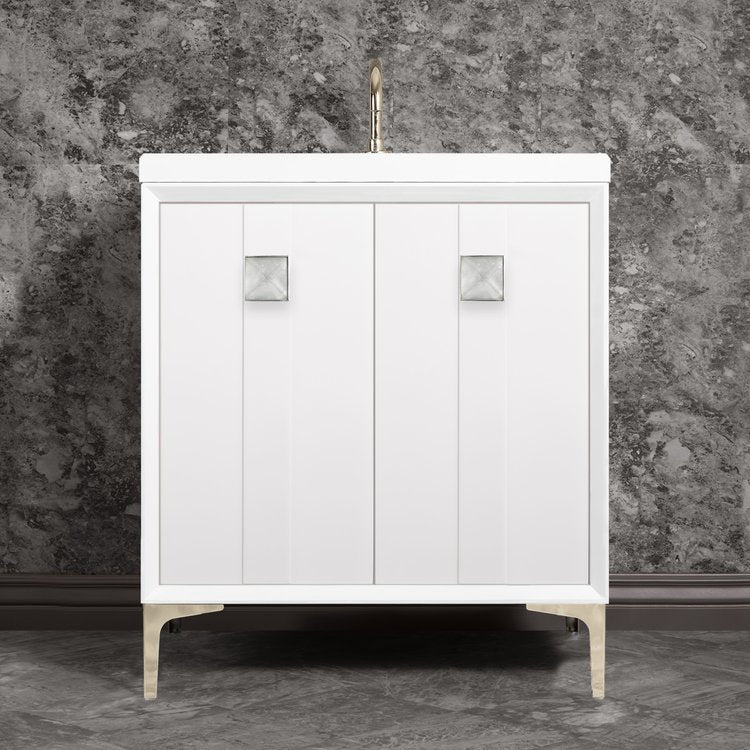 Linkasink Tuxedo with 3" Eglomise Artisan Glass Prism Hardware Vanity