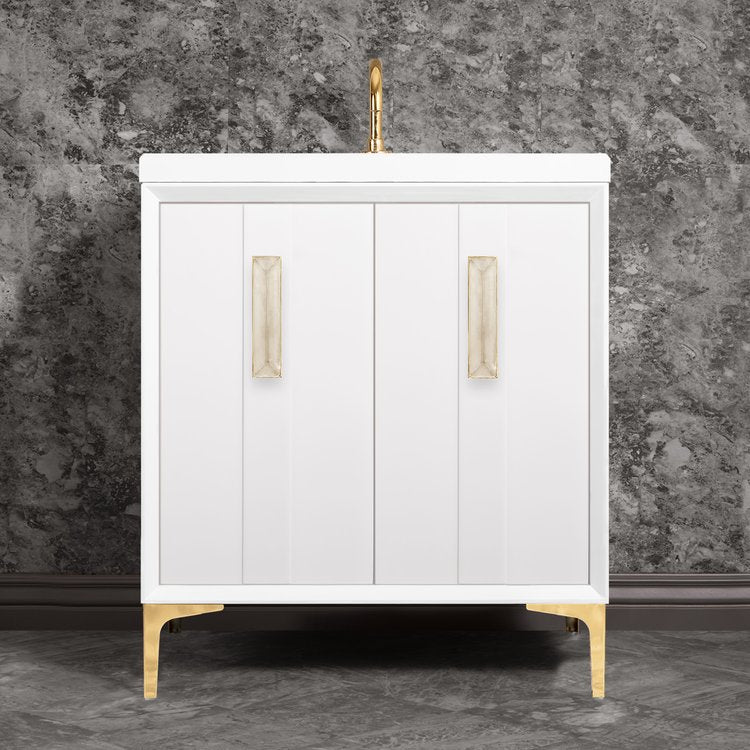 Linkasink Tuxedo with 8" Eglomise Artisan Glass Prism Hardware Vanity