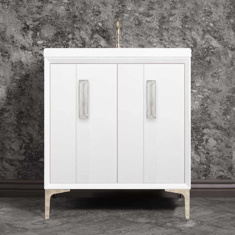 Linkasink Tuxedo with 8" Eglomise Artisan Glass Prism Hardware Vanity