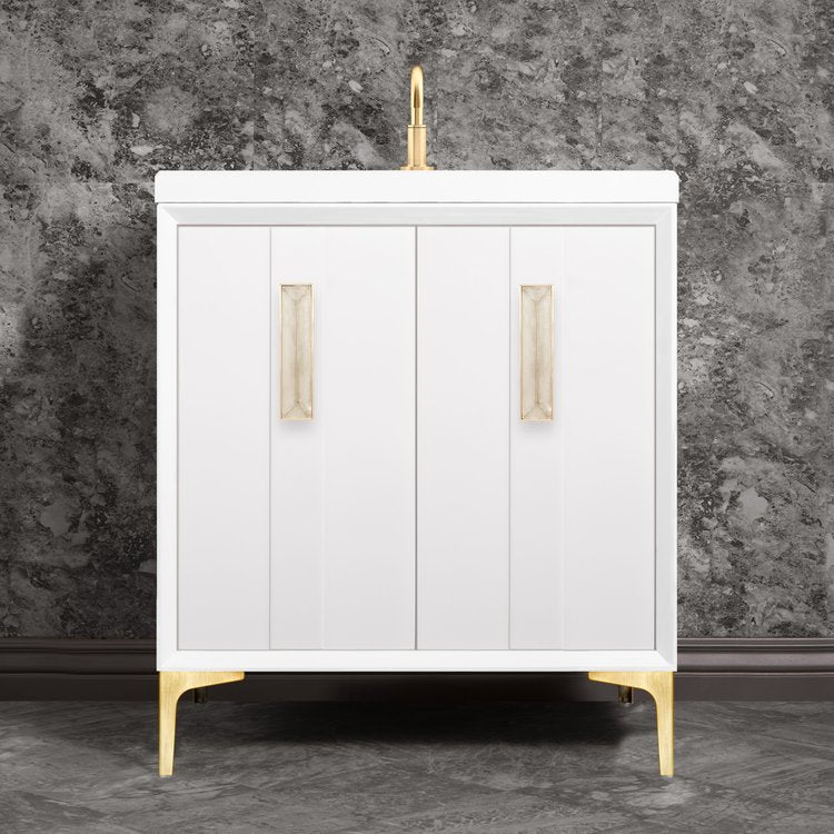 Linkasink Tuxedo with 8" Eglomise Artisan Glass Prism Hardware Vanity