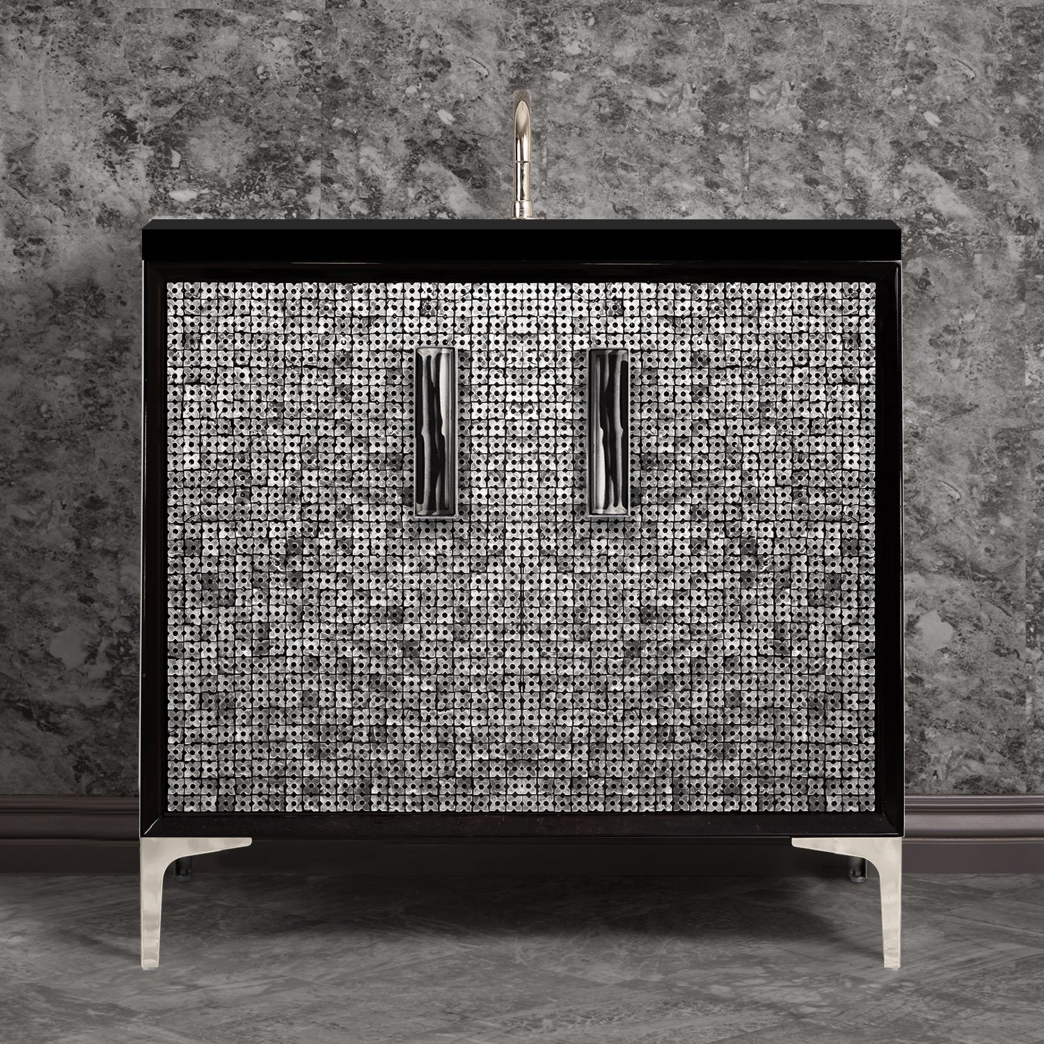 Linkasink Mother of Pearl with 8" Artisan Tiger Glass Prism Hardware Vanity by Linkasink