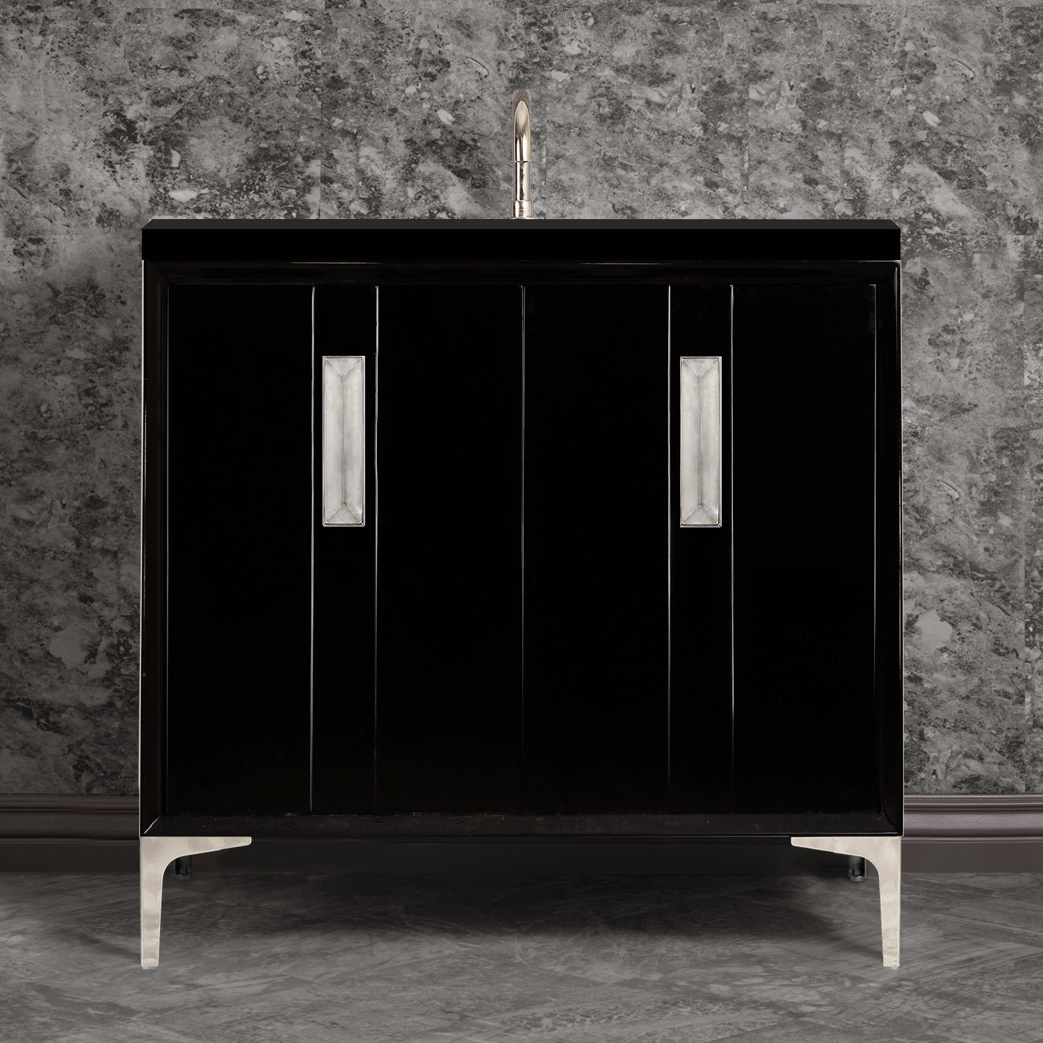 Linkasink Tuxedo with 8" Artisan Glass Prism Hardware Vanity