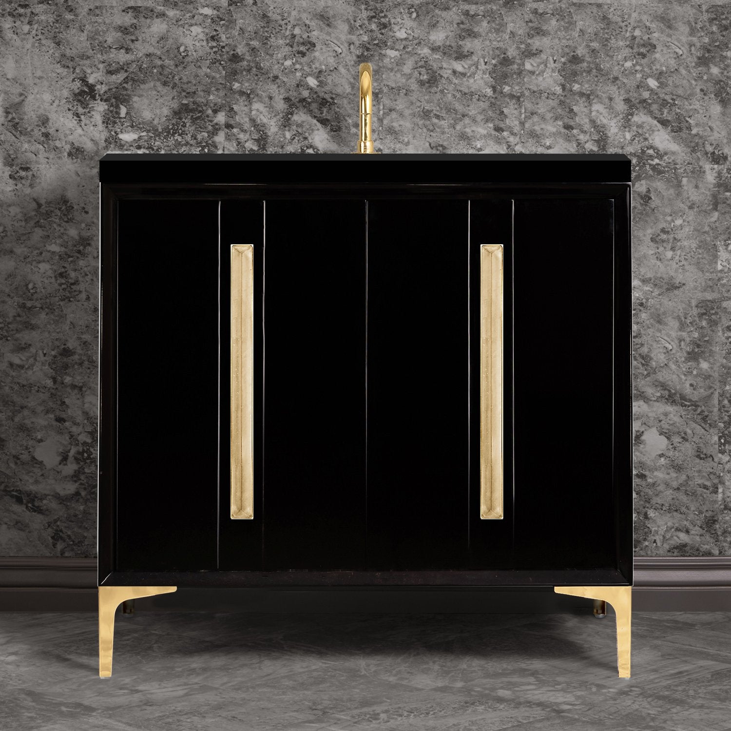 Linkasink Tuxedo with 18" Artisan Glass Prism Hardware Vanity