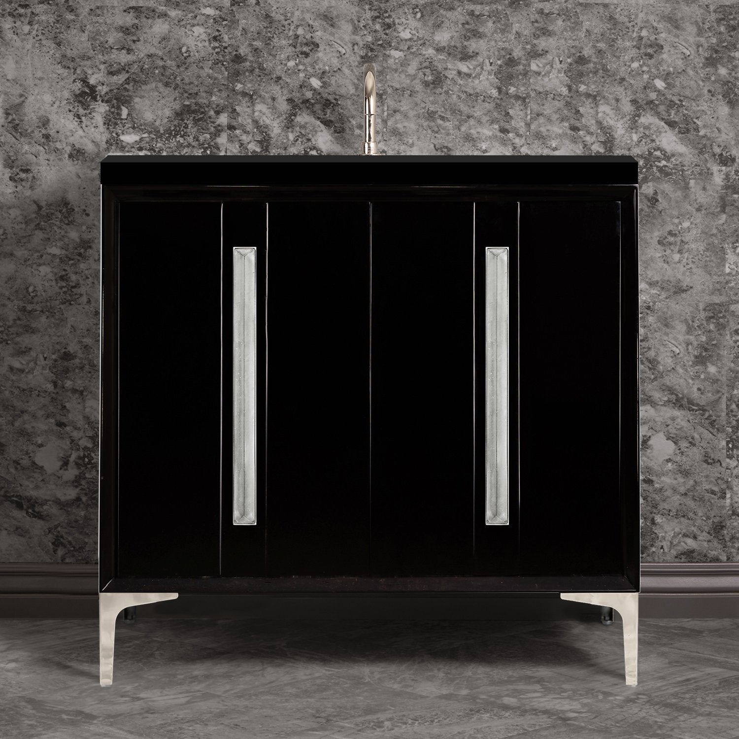 Linkasink Tuxedo with 18" Artisan Glass Prism Hardware Vanity