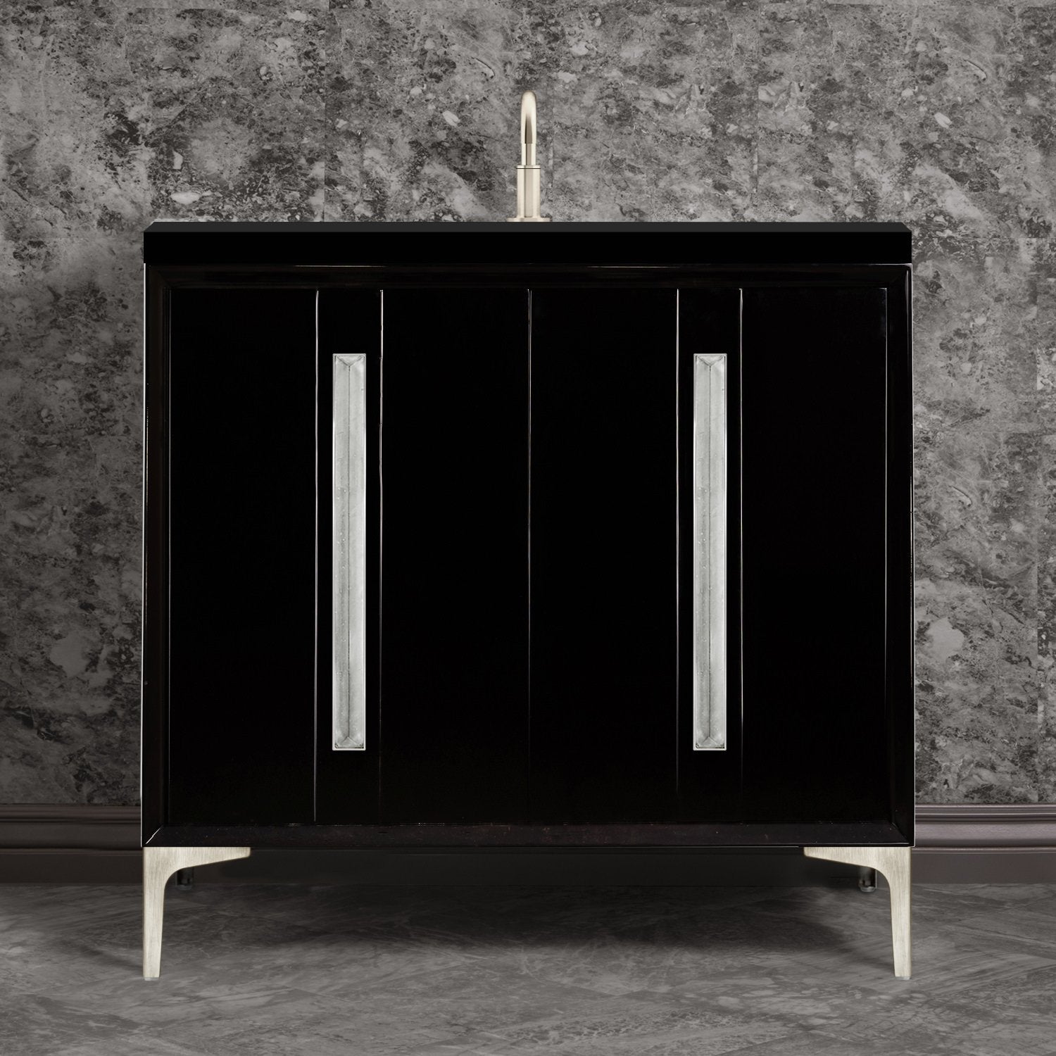 Linkasink Tuxedo with 18" Artisan Glass Prism Hardware Vanity