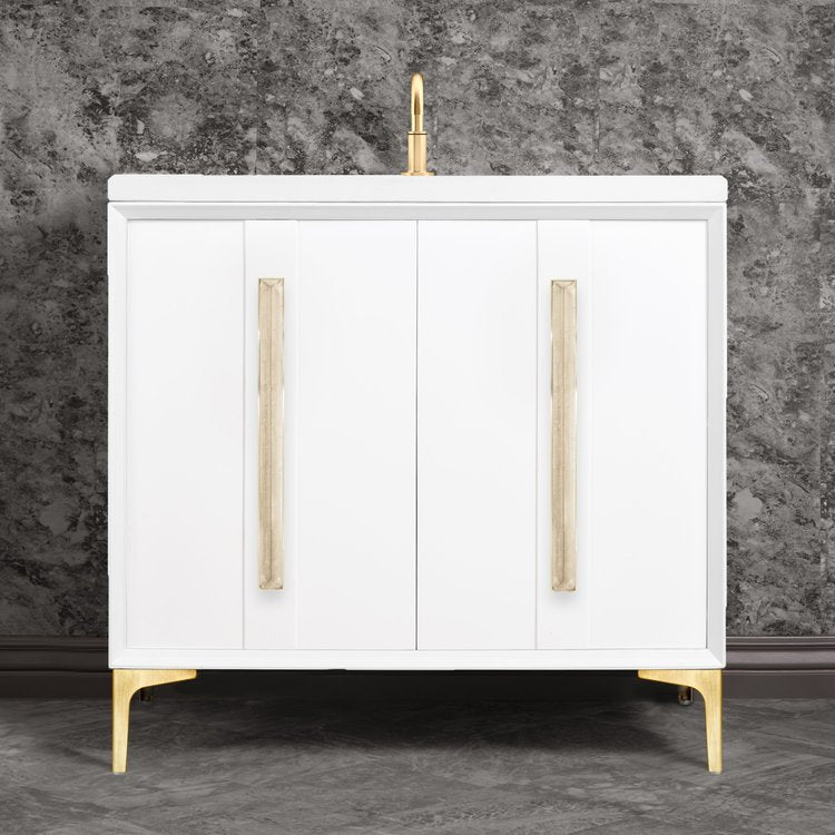 Linkasink Tuxedo with 18" Eglomise Artisan Glass Prism Hardware Vanity