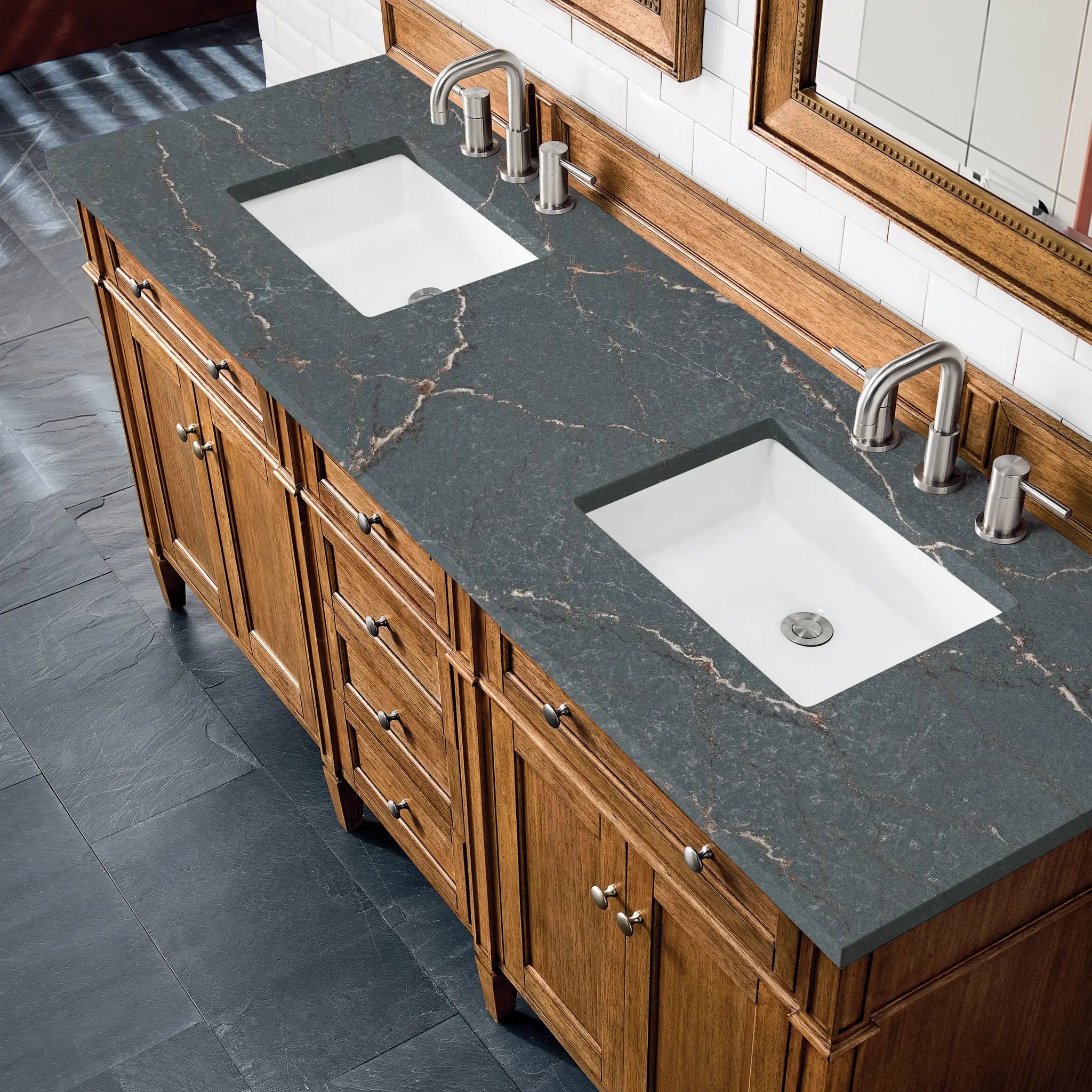 saddle brown vanity