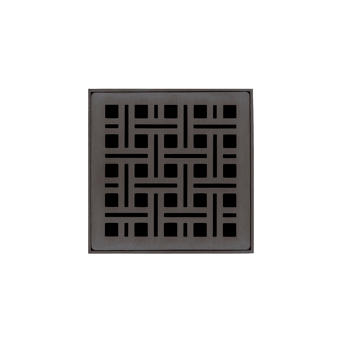 Infinity Drain 4" x 4" VD 4 Premium Center Drain Kit with Weave Pattern Decorative Plate with Cast Iron Drain Body for Hot Mop, 2" Outlet