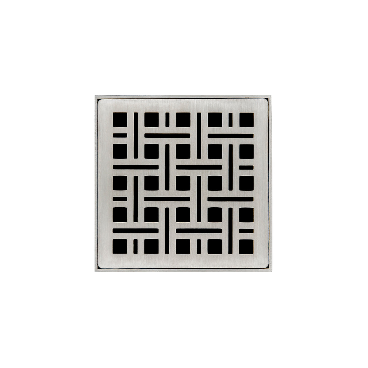 Infinity Drain 4" x 4" VD 4 Premium Center Drain Kit with Weave Pattern Decorative Plate with Cast Iron Drain Body for Hot Mop, 2" Outlet