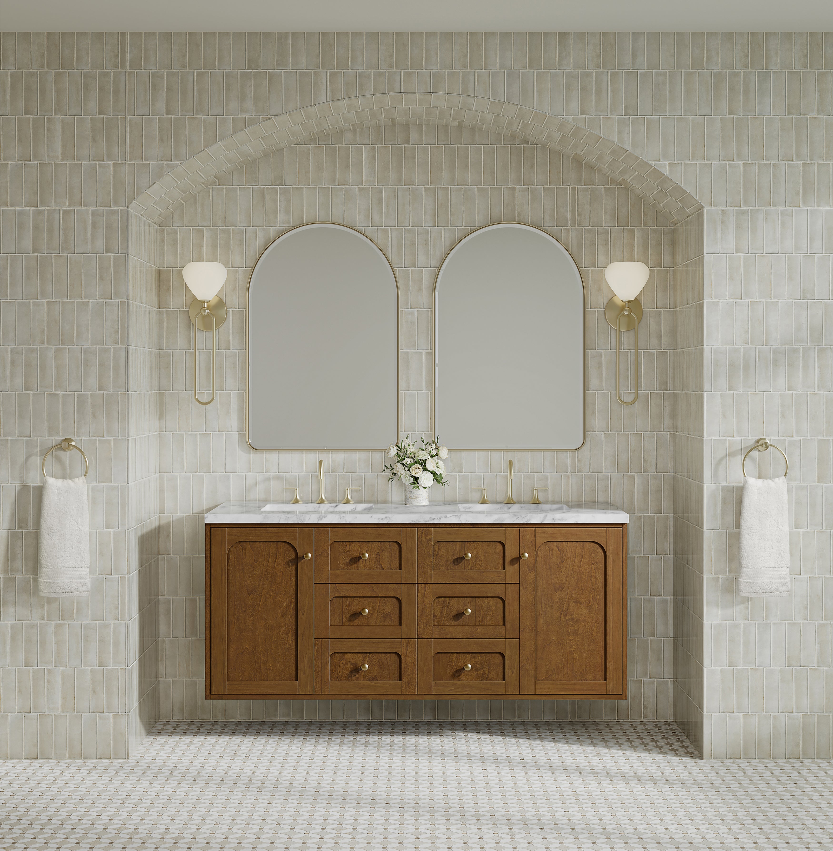 honey oak vanity