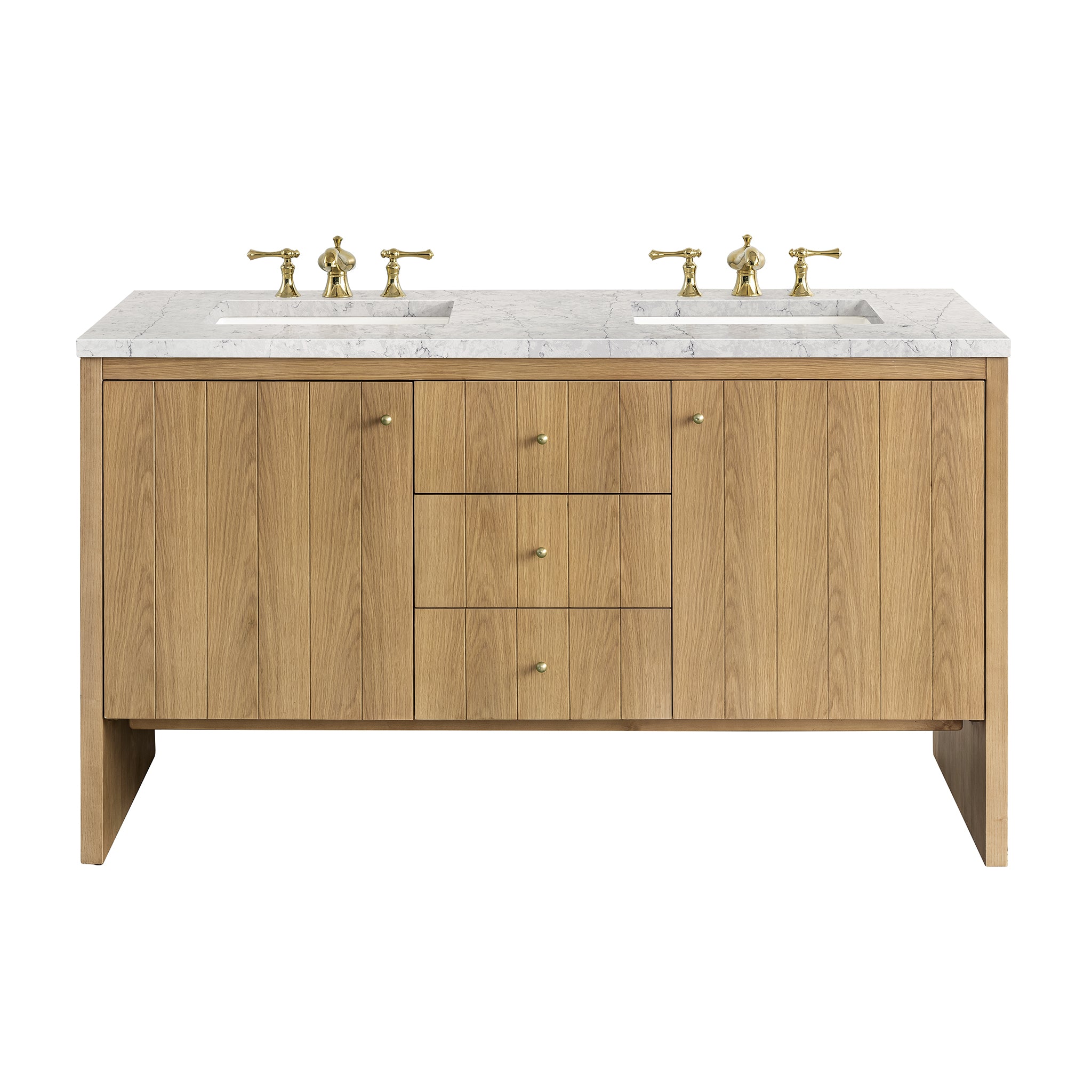 James Martin Vanities Hudson 60" Double Vanity - Light Natural Oak