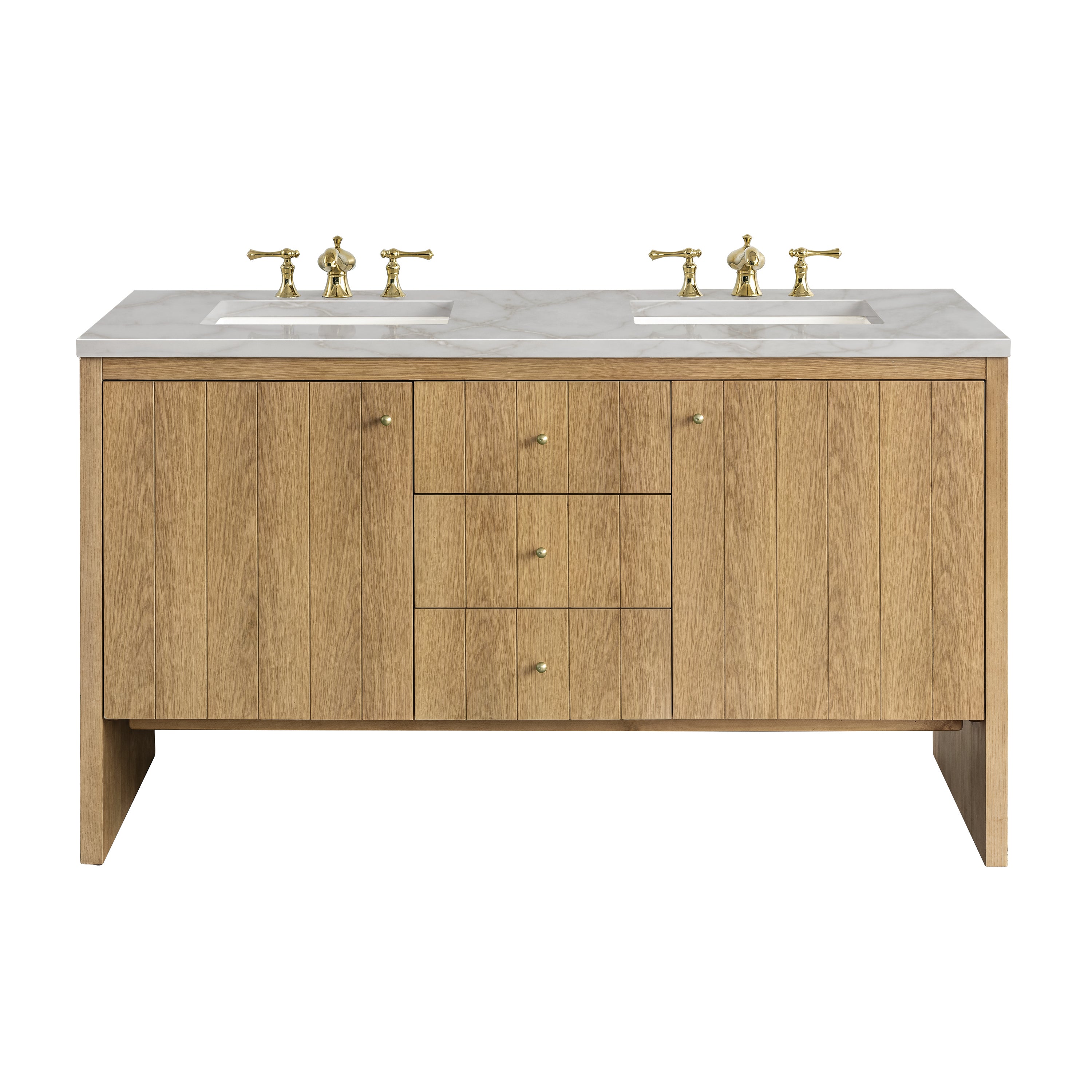 James Martin Vanities Hudson 60" Double Vanity - Light Natural Oak