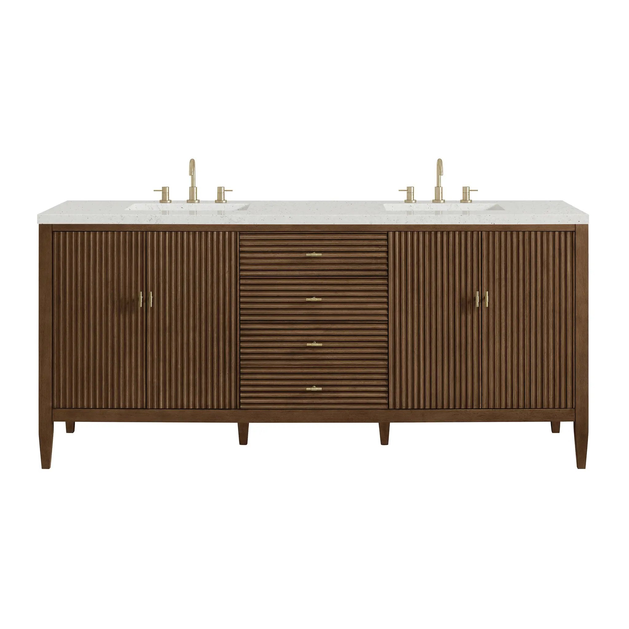 James Martin Myrrin 72" Vanity Set - Mid Century Walnut by James Martin Vanities