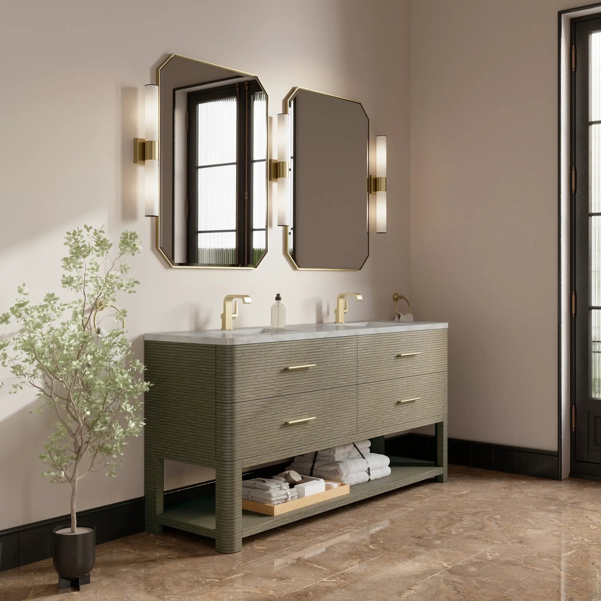 pebble oak vanity