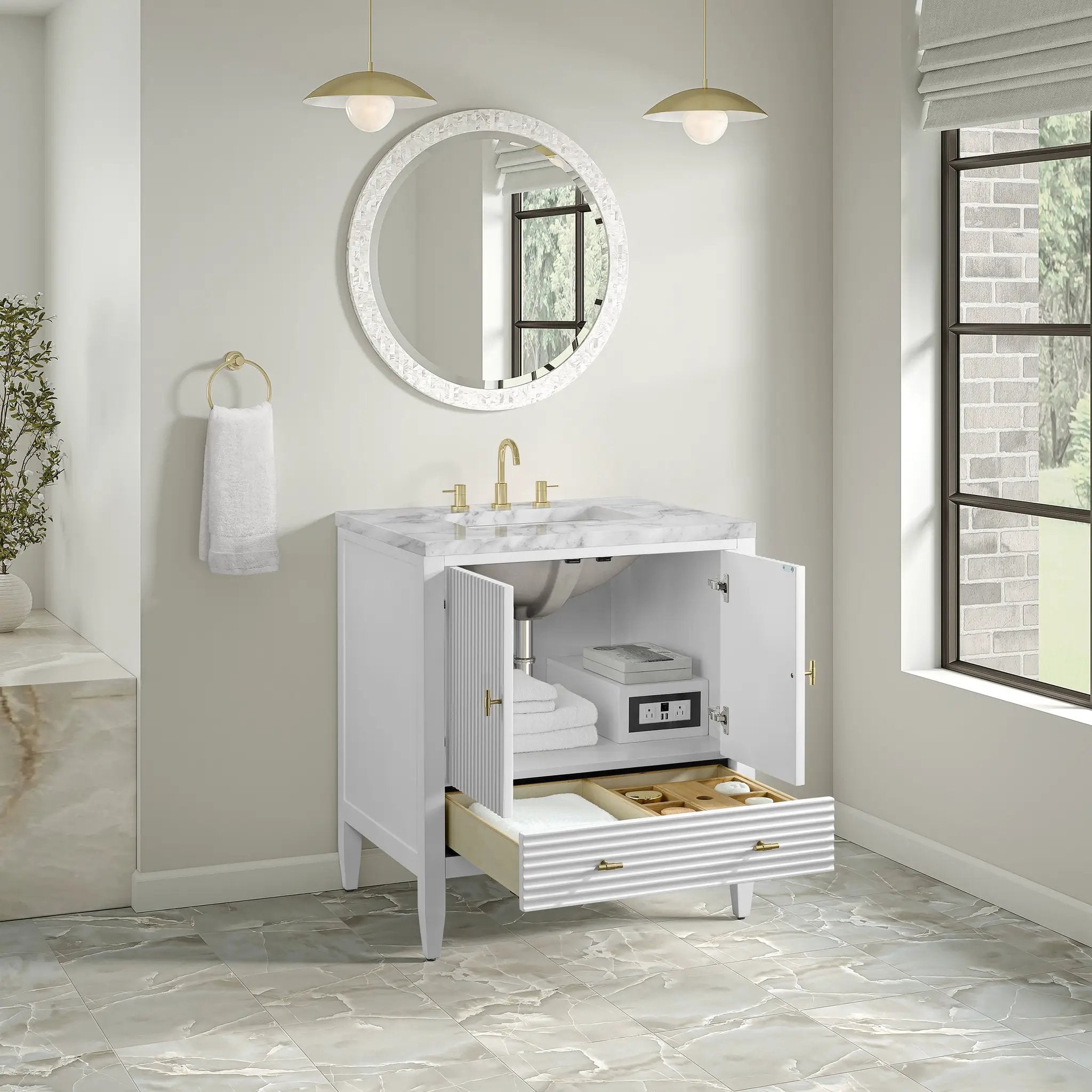 bright white vanity