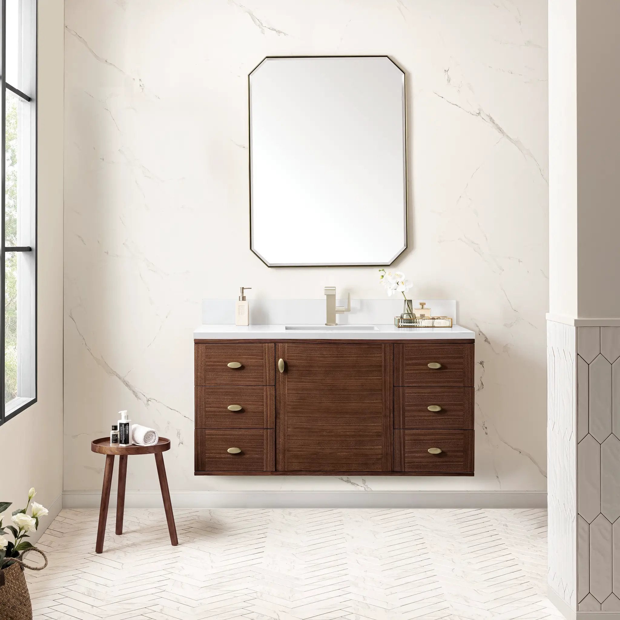 mid-century walnut vanity