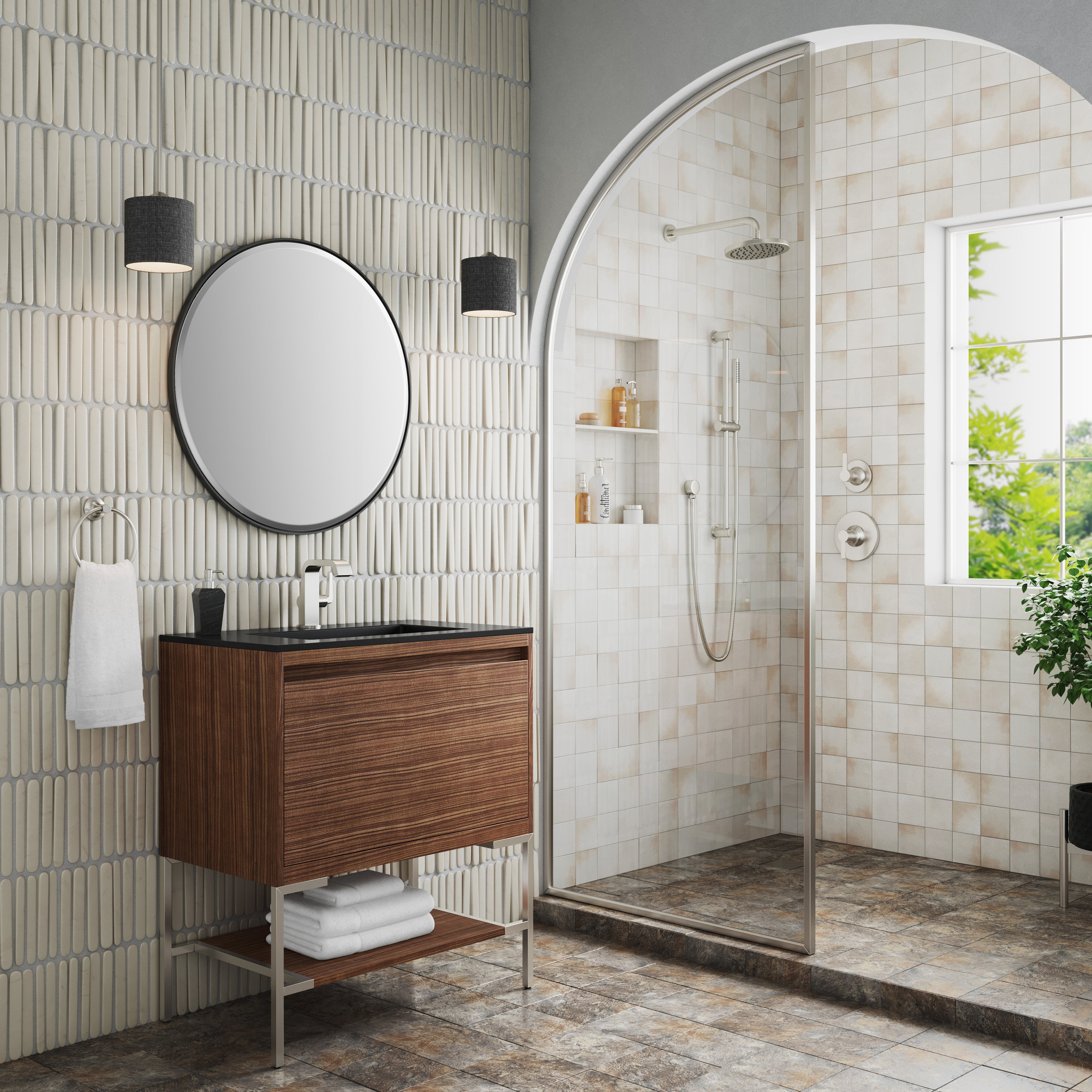 charcoal black composite stone top vanity