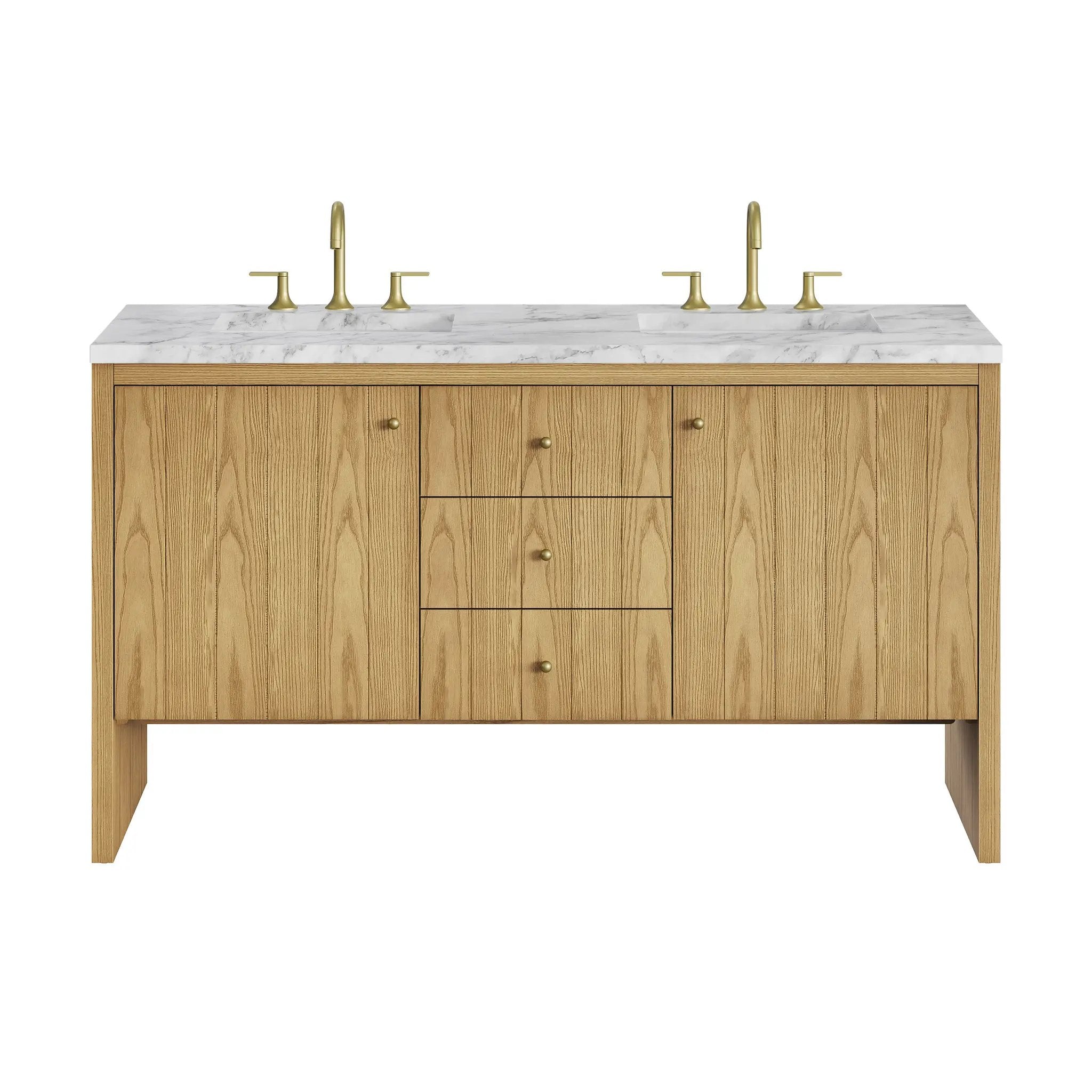 James Martin Hudson 60" Double Vanity Set - Light Natural Oak by James Martin Vanities