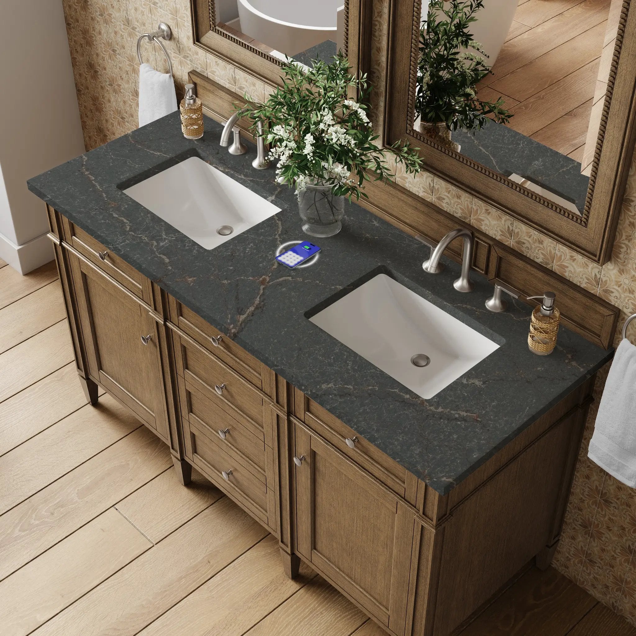 saddle brown vanity