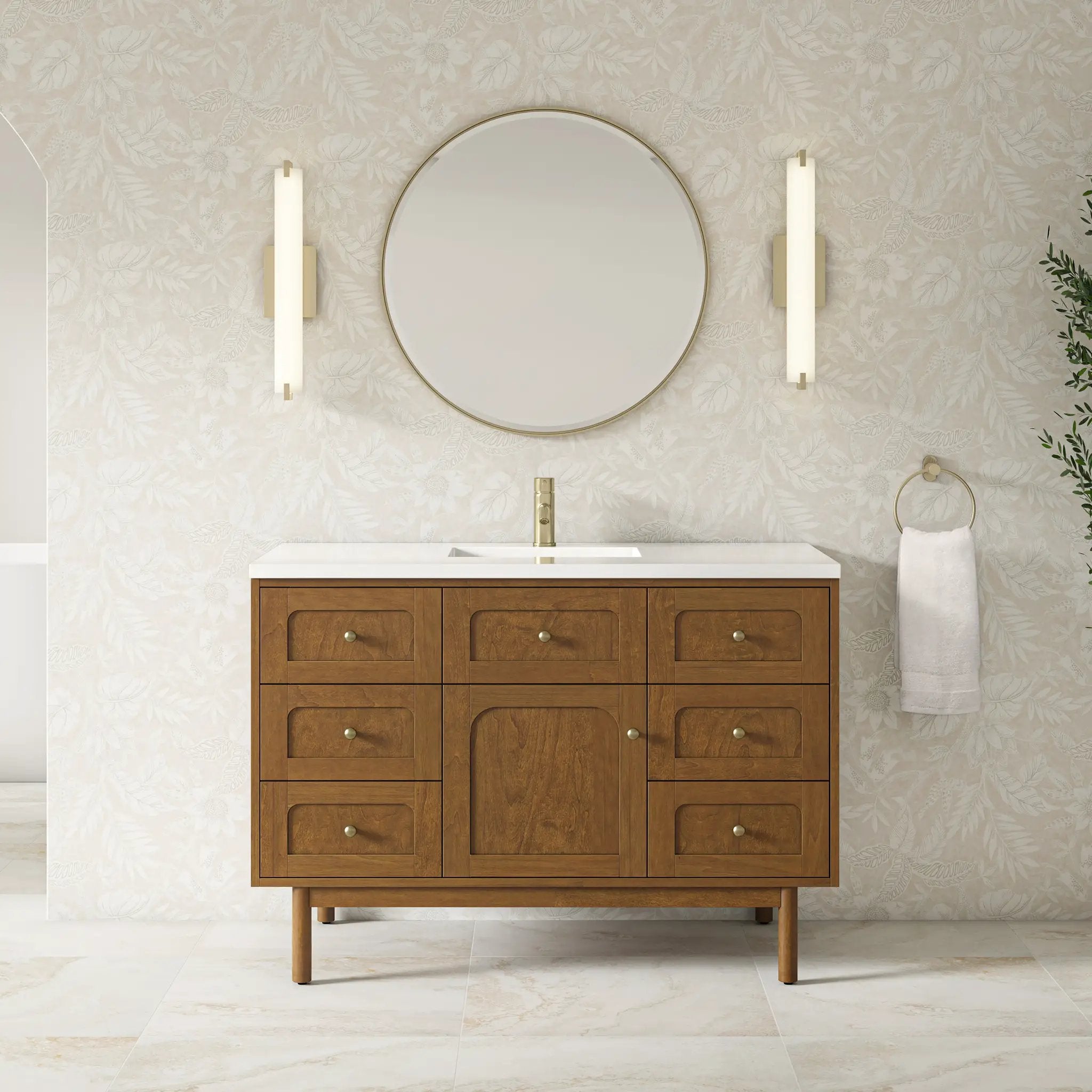 honey oak vanity